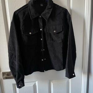 SHEIN Black Corduroy Button-Up Cardigan